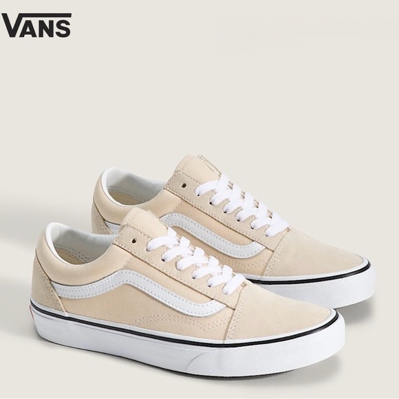 Vans Shoes - Old Skool Vans, Beige Canvas and Suede Low top Sneaker, Unisex W 5.5, M 4